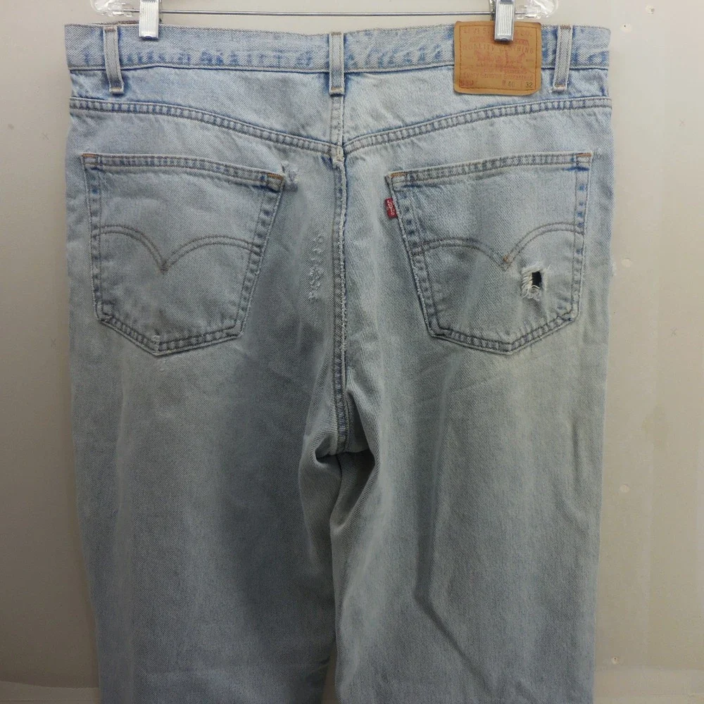 Levis 550 Relaxed Fit Tapered Leg Light Wash Denim‎ Jeans Mens 38x31 Vintage
